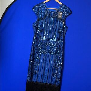 Dazzling Blue Sequin Midi Dress